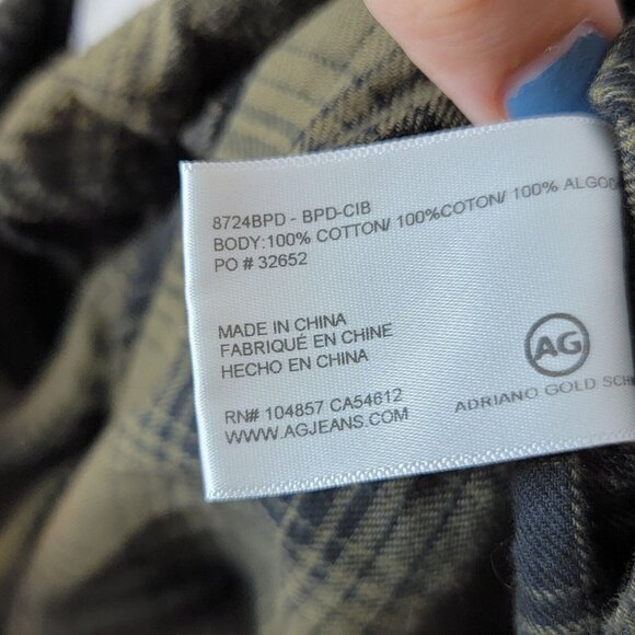 AG Adriano Goldschmied‎ Medium Green / Brown Plaid Button Down Men's Shirt M - Picture 5 of 5